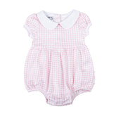 Mini Checks Collared S/S Bubble - Pink